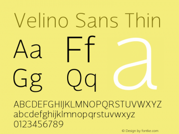 VelinoSans-Thin Version 1.000 Font Sample