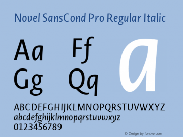 Novel SansCond Pro Regular Italic 1.000 Font Sample