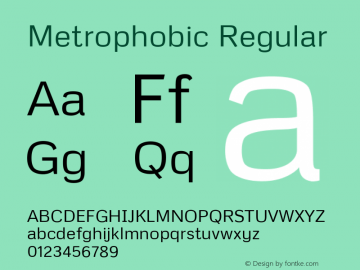 Metrophobic Regular Version 1.100 Font Sample