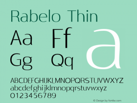 Rabelo Thin Version 1.000 2016 initial release Font Sample