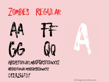 Zombies Version 1.0 Font Sample