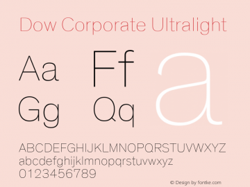 DowCorporate-Ultralight Version 1.000 Font Sample