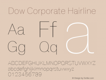 DowCorporate-Hairline Version 1.000 Font Sample