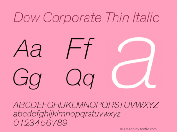 DowCorporate-ThinIta Version 1.000 Font Sample