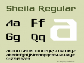 Sheila Regular Altsys Fontographer 3.5  4/06/93 Font Sample
