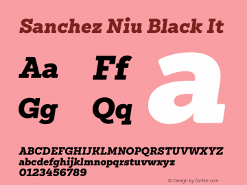 Sanchez Niu Black It Version 1.005;PS 001.005;hotconv 1.0.88;makeotf.lib2.5.64775 Font Sample