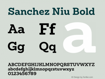 Sanchez Niu Bold Version 1.005;PS 001.005;hotconv 1.0.88;makeotf.lib2.5.64775 Font Sample