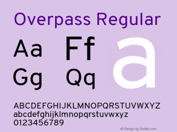 Overpass Regular Version 3.000;DELV;Overpass; ttfautohint (v1.5) Font Sample