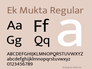 Ek Mukta Regular Version 1.2 Font Sample