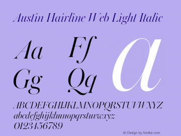 Austin Hairline Web Light Italic Version 1.1 2017 Font Sample