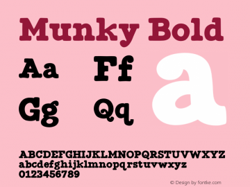Munky-Bold Version 1.000;PS 001.000;hotconv 1.0.88;makeotf.lib2.5.64775 Font Sample