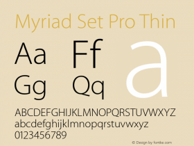 Myriad Set Pro Thin Version 1.002 June 15, 2014图片样张
