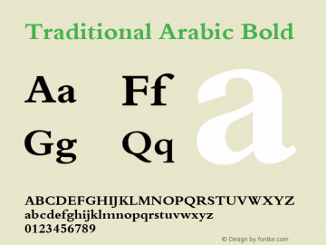 Traditional Arabic Bold Version 5.99 Font Sample