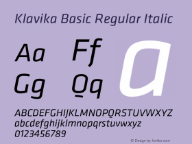 KlavikaBasic-RegularItalic Version 3.003 Font Sample