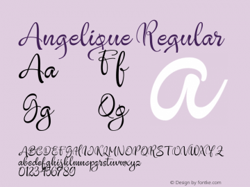 Angelique Version 1.000 Font Sample