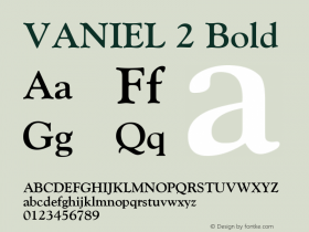 VANIEL 2 Bold Version 1.00 April 20, 2007, initial release Font Sample