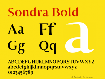 Sondra Bold Version 1.0 Font Sample
