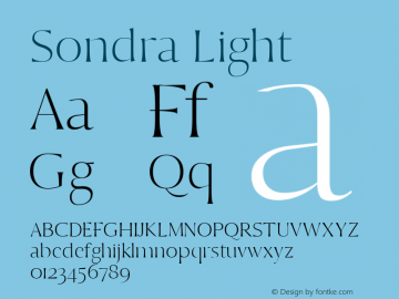 Sondra Light Version 1.0 Font Sample