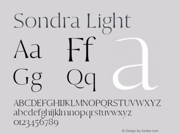 Sondra Light Version 1.0 Font Sample