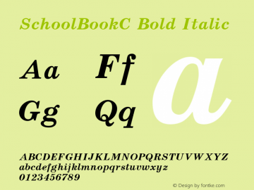 SchoolBookC Bold Italic 001.000 Font Sample