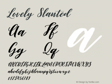 Lovely Slanted Version 1.000 Font Sample