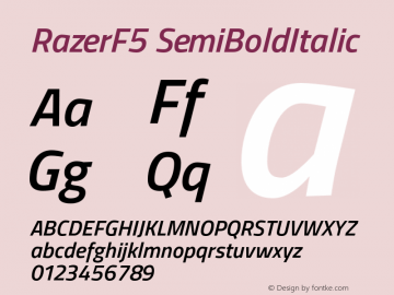 RazerF5SemiboldItalic Version 1.000;PS 001.001;hotconv 1.0.56 Font Sample