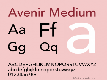 Avenir 65 Medium Version 001.001 Font Sample