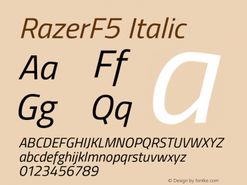 RazerF5Italic Version 1.000;PS 001.001;hotconv 1.0.56 Font Sample