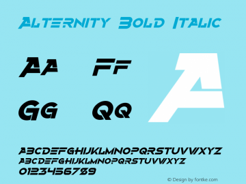 Alternity Bold Italic Version 1.10 April 7, 2015 Font Sample