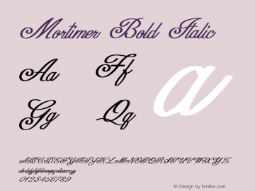 Mortimer-BoldItalic Version 1.000 Font Sample
