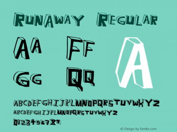 RunAway Version 1.00 April 15, 2013, initial release Font Sample