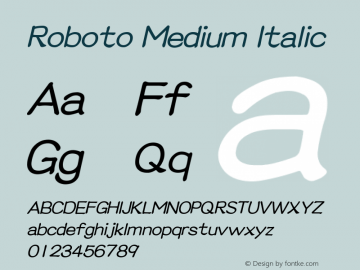 Roboto Medium Italic Version 2.00 June 3, 2016 Font Sample