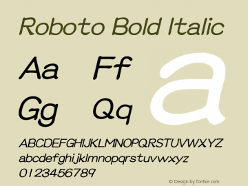 Roboto Bold Italic Version 2.00 June 3, 2016 Font Sample