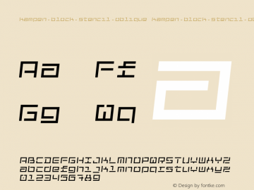 kampen-block-stencil-oblique Version 1.001 Font Sample