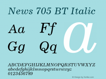 News 705 Italic BT spoyal2tt v1.25图片样张