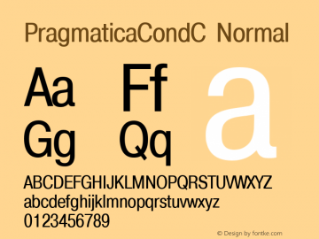 PragmaticaCondC Normal 1.0 Thu Jun 17 20:08:07 1993 Font Sample