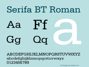 Serifa BT spoyal2tt v1.25 Font Sample