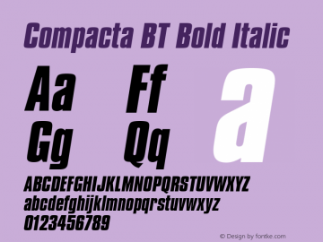 Compacta Bold Italic BT spoyal2tt v1.30 Font Sample