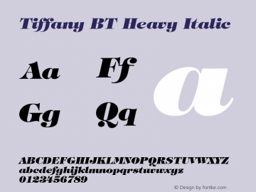 Tiffany Heavy Italic BT spoyal2tt v1.25 Font Sample