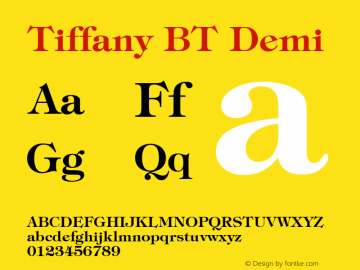 Tiffany Demi BT spoyal2tt v1.25 Font Sample