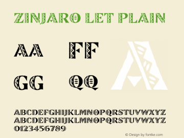 Zinjaro Let  Plain Macromedia Fontographer 4.1.3 9/23/96图片样张