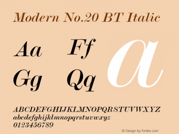 Modern No.20 Italic BT spoyal2tt v1.34 Font Sample