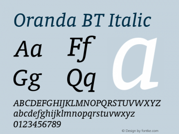 Oranda Italic BT spoyal2tt v1.34图片样张