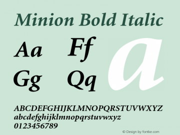 Minion-BoldItalic 001.000 Font Sample