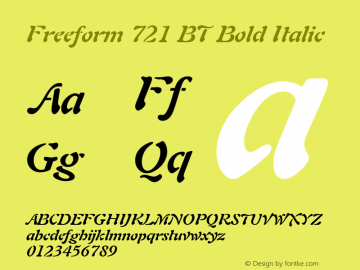Freeform 721 Bold Italic BT spoyal2tt v1.50 Font Sample