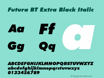 Futura Extra Black Italic BT spoyal2tt v1.45图片样张