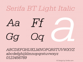 Serifa Light Italic BT spoyal2tt v1.25图片样张