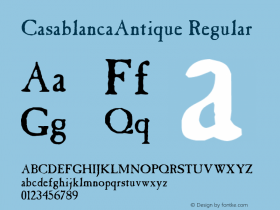 CasablancaAntique Macromedia Fontographer 4.1 6/6/96 Font Sample
