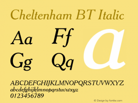 Cheltenham Italic BT spoyal2tt v1.34图片样张