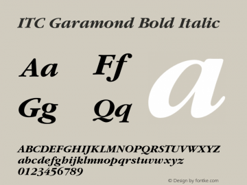 Garamond-BoldItalic 001.003 Font Sample